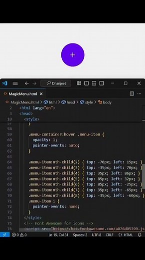 Magic Menu For all Social Media account using html and css | #htmlcsscode #htmlcss