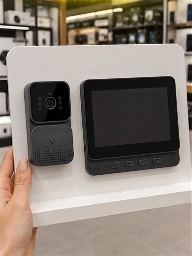 Campainha sem fio com câmera e tela LCD — segurança para casa