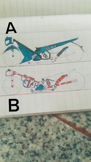 Hand-Drawn Bicycle Sketch on Grid Notebook