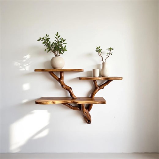 Bookshelf Tree Branch Driftwood Floating Shelves Wall Mount Solid Wood Handcrafted Rustic Furntiure Home Decor - Etsy