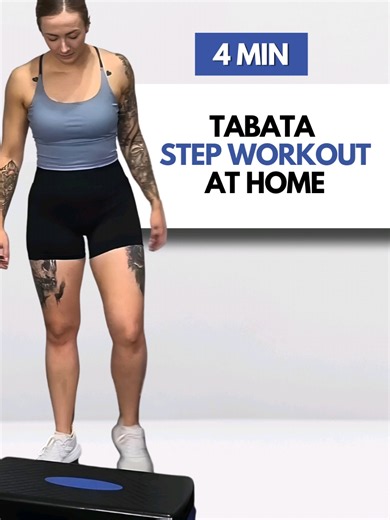 🔥 TABATA TUESDAYS 🔥 4 Min Step Workout From Home 20 Sec Work 10 Sec Rest 8 Exercises 4-6 Rounds 💪 #tabata #fullbodyworkout #stepworkout #womensfitness #cardio