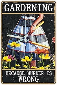 Uflashmi Funny Garden Signs for Outside, Metal Gardening Signs, Greenhouse Garden Decor for Outside, Vintage, 8"x12"