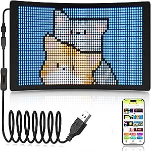 Kutuspon Programmable Scrolling LED Sign, App Control Store Window Screen Display, Import Picture Custom Text Pattern Animation Flexible Sign for Business Bar Hotel