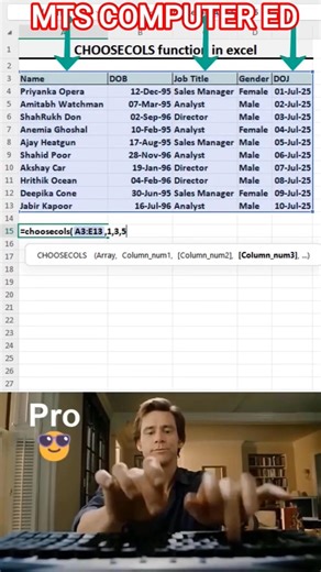Master CHOOSECOLS Function in Excel 🔥 | Excel Tricks #shorts #excel #youtubeshorts #exceltips
