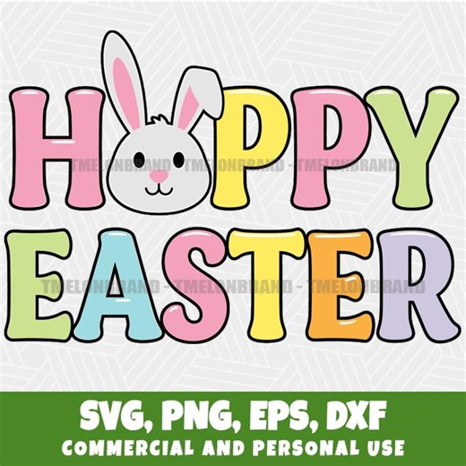 Hoppy Easter Happy Bunny Spring Festive Celebration Svg - Etsy