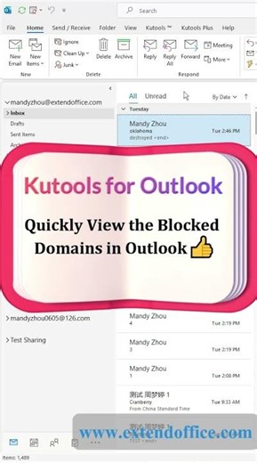 View all blocked domains in Outlook