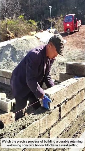 Rural Concrete Block Wall Construction 🧱