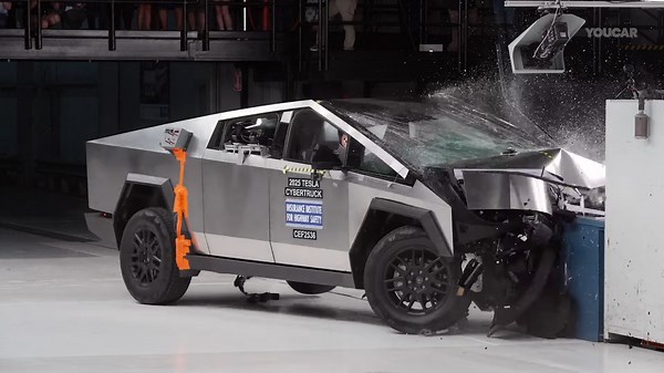 Watch this Tesla Cybertruck crash test