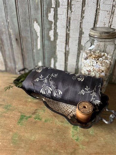 Antique Piece of Lightweight Gray Silk With White Floral Pattern - Etsy