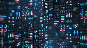 Hi tech panel of medical application on dark background. Medical and health concept. UI, UX, GUI mobile screens modern infographic. Loop animation.