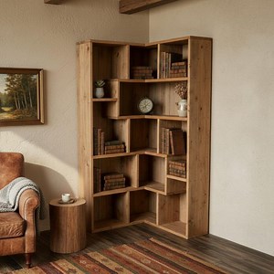 Plans de bibliothèque d'angle DIY PDF | étagère murale triangulaire artistique | Unité de coin en bois compacte | Bibliothèque d'angle suspendue et décoration - Etsy France
