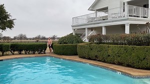 We had another "Live & Dream Like A Ewing" guest brave the winter weather and swim in the Ewing Pool. The Celtic Warrior of the WWE, Steve Collins and his wife enjoyed this fun package at Southfork Ranch. Call today to book your overnight stay in the iconic Ewing Mansion. 972-442-7800 ext. 282. | Southfork Ranch