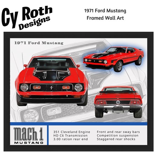 1971 Ford Mustang Framed Wall Art, Poster - Etsy