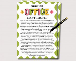 Spring Office Left Right Game, Fun Office Spring Party Game for Staff, Team Building Pass the Prize Pass the Gift Exchange, Spring Work Game - Etsy