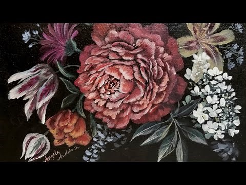 Dark Floral Acrylic Painting LIVE Tutorial