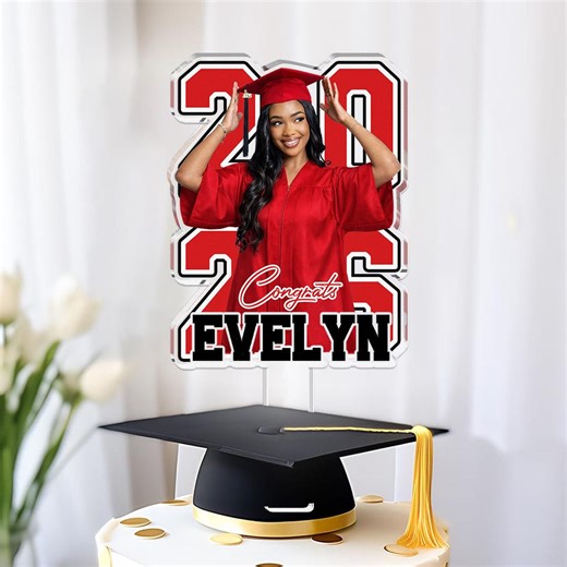 Personalized Graduation Cake Topper, Custom Photo Acrylic Cake Topper, Congrats Graduate Gift, Class of 2026 Grad Gifts - Etsy