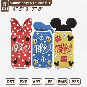 Disney Dr Pepper Machine Embroidery File, Mickey Minnie Donald Soda Can (instant Download) - Etsy Australia