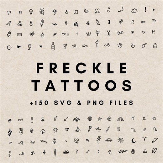 Mini Freckle Tattoo, Minimal Fine Line Tattoo Bundle, Delicate SVG & PNG Illustrations, Modern Flash Sheet Collection, Micro Line Designs - Etsy