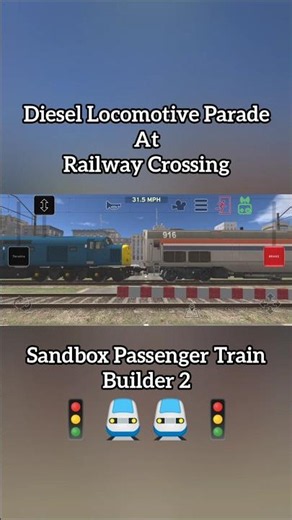 Diesel Locomotive Parade At Railway Crossing in Train and rail yard simulator