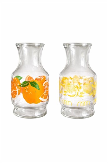 Vintage Anchor Hocking Glass Pitcher, Retro Juice Carafe Orange Yellow Designs - Etsy Canada