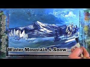 Snowy Winter Mountain Acrylic Painting lesson