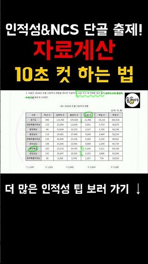 🔢자료계산 ⏱️10초 컷⏱️ 시간 단축팁 | 📝대기업 인적성검사&공기업 NCS📝 수리영역에 단골 출제되는 🔴자료계산🔴 | #대기업 #대기업취업 #취준생 #공기업취업