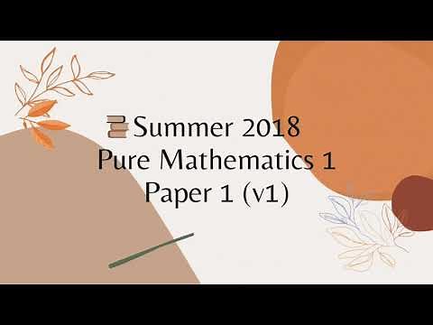 AS/A-Level Solved Past Paper 9709 Pure Mathematics May/June (Summer) 2018 paper 11