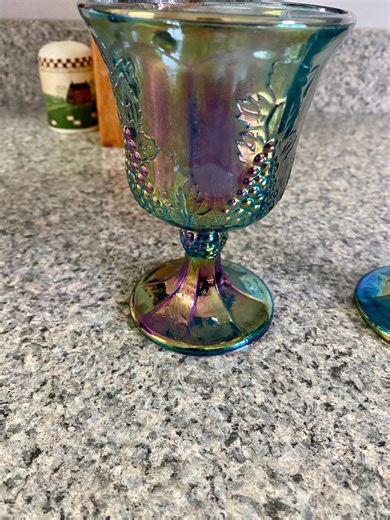 Vintage Indiana Glass Harvest Grape Blue Carnival Goblets - Etsy