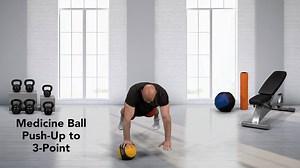 Master Instructor Mike Fantigrassi is back to show you how to perform a medicine ball push-up to 3-point stance. Begin with one hand on the floor and one hand on a medicine ball while in a push-up position. Maintain core activation and optimal kinetic chain alignment as you perform a push-up. As you extend your arms, push into the medicine ball so that your other hand comes off the floor. Be sure to use your serratus anterior muscles to drive your extended arm into the medicine ball as you push.