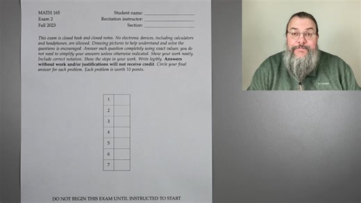 Calc 1, Exam 2 walkthrough (Fall 2023)