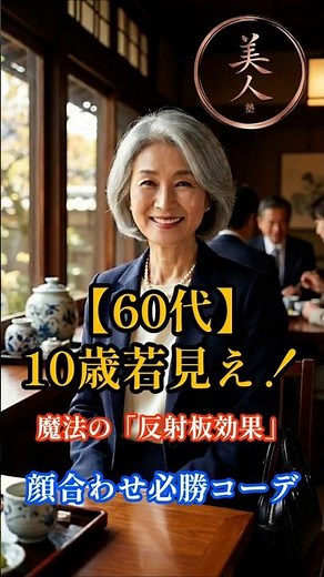 【60代】10歳若見え！顔合わせで失敗しない魔法の「反射板効果」#60代ファッション, #顔合わせコーデ, #反射板効果, #10歳若見え, #シニア美人塾, #春コーデ, #魔法の配色, #顔合わせ