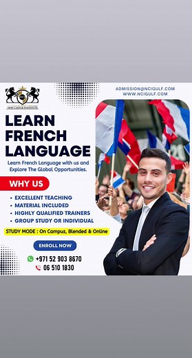 The Best Languages Training Institute in Sharjah | Newcastle Institute 📖 Learn to speak French language with confidence from wherever you are.. Enroll Now !! 💥 ✅ For Call / Whatsapp : 971 6 5101830 | 971 52 903 8670 ✅ Visit us : https://www.ncigulf.com/ | https://linktr.ee/newcastleinstituteuae ✅ Address : 1202, Belrasheed Building Tower 1, Near Crystal Plaza, Al Majaz, Buhaira - Corniche St - Sharjah, UAE ✅ Location Map : https://bit.ly/3upgXce #Ncigulfuae #Learnfrenchonline #Frenchlanguage #