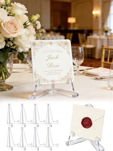 48pcs Acrylic Card Display Stands, Transparent Card Holders, Suitable For Sports Cards, Trading Cards, Graded Cards Mini Card Racks, Clear Plastic Card Clips, Paper Bases For Table Numbers, Product Price Tags, Menu Labels, Party And Wedding Guest Cards | SHEIN