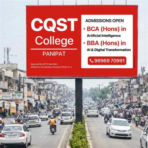 CodeQuotient School of Technology on Instagram: "Build Your Career in AI with CQST College, Panipat India’s First AI-Exclusive Higher Education Institute Admissions Open for 2026–27 🎓 BCA (Hons) in Artificial Intelligence 🎓 BBA (Hons) in AI & Digital Transformation Why choose CQST Panipat ✅ AICTE Approved & Affiliated to Kurukshetra University, Kurukshetra (NAAC A++ Grade) ✅ Learn AI by building real-world applications or business use-cases ✅ Hands-on projects under mentorship of industry expe