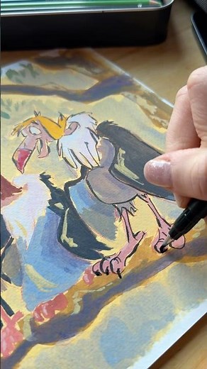 Making progress with the vultures from ‘The Jungle Book’ ✨ #art #drawing #artprocess