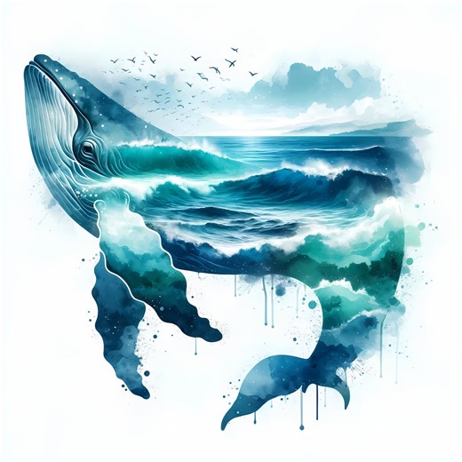 Whale Watercolor Clipart Set – Ocean Wall Art (digital Download) Set of 12 Jpgs - Etsy