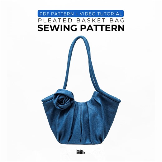 Pleated Basket Bag Sewing Pattern, Structured Shoulder Bag Tutorial (PDF Download) - Etsy