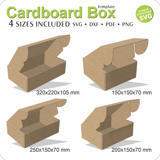 Cardboard Box Templates Pack 3: SVG DXF PDF (digital Download) - Etsy UK