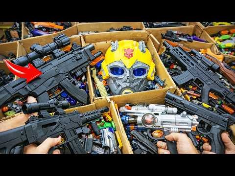 7 Boxes Full of Toy Guns! AUG Rifle, Dan Wesson Revolver, MP5 SMG, AK47 & Sci Fi Blasters! 😳