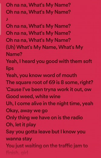 Rihanna What's My Name Song Lyrics