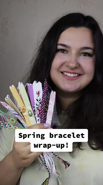 Here are some of the bracelets I made this spring! Full pattern list & summer challenge on YT 🌸 #friendshipbracelets #braceletchallenge