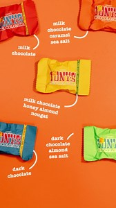 Tony’s Chocolonely Assorted Chocolate Candy Pieces, Belgian Milk & Dark Chocolate, Caramel Sea Salt, Almond Sea Salt, Honey Almond Nougat, Pretzel Toffee, Made From Quality Fairtrade Cocoa, 4.44 Oz