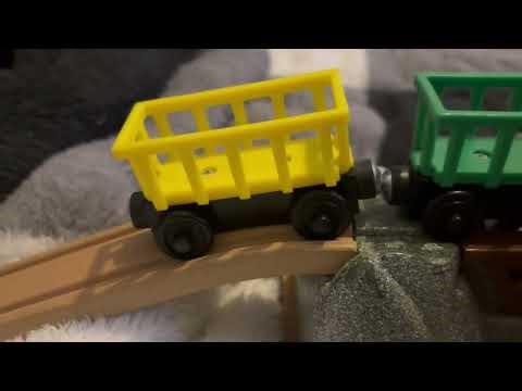 Thomas and friends wooden railway remakes sown trucks into the ravine 