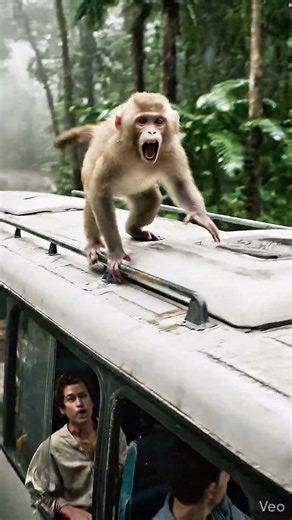 Crazy Monkey Jumps on a Moving Bus… You Won’t Believe What Happens Next 😱🐒 #Monkey #AnimalViral