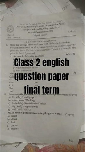 class 2 english question paper model question paper of english class 2 ‪@Questionpapersheet‬