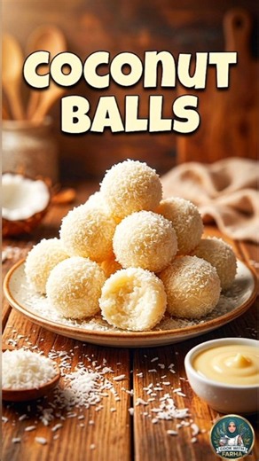 Coconut Balls Recipe | 2-Ingredient No-Bake Coconut Ladoo | Easy Dessert #viral #food #fypシ
