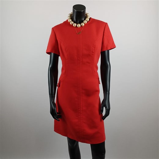 Vintage Wool Shift Dress, Red Orange, Tailored 1970s Style, UK14, US10, FR42 - Etsy