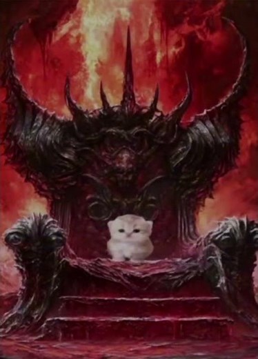 cute kitty in devil throne #funny #meme #kitty #hell