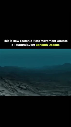 Explains Everything on Instagram: "Tectonic plates move slowly, yet stress builds for years where plates meet. When stress crosses a limit, the plates slip during an undersea earthquake. This sudden movement lifts or drops the seafloor by several meters. Water above the seafloor shifts instantly to match the new shape. This displacement sends energy upward and outward through the ocean. In deep water, the waves travel fast with low height. As waves reach shallow coastal areas, speed drops and he