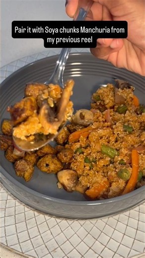Weight loss fried rice - Quinoa fried rice with soya chunks Manchuria